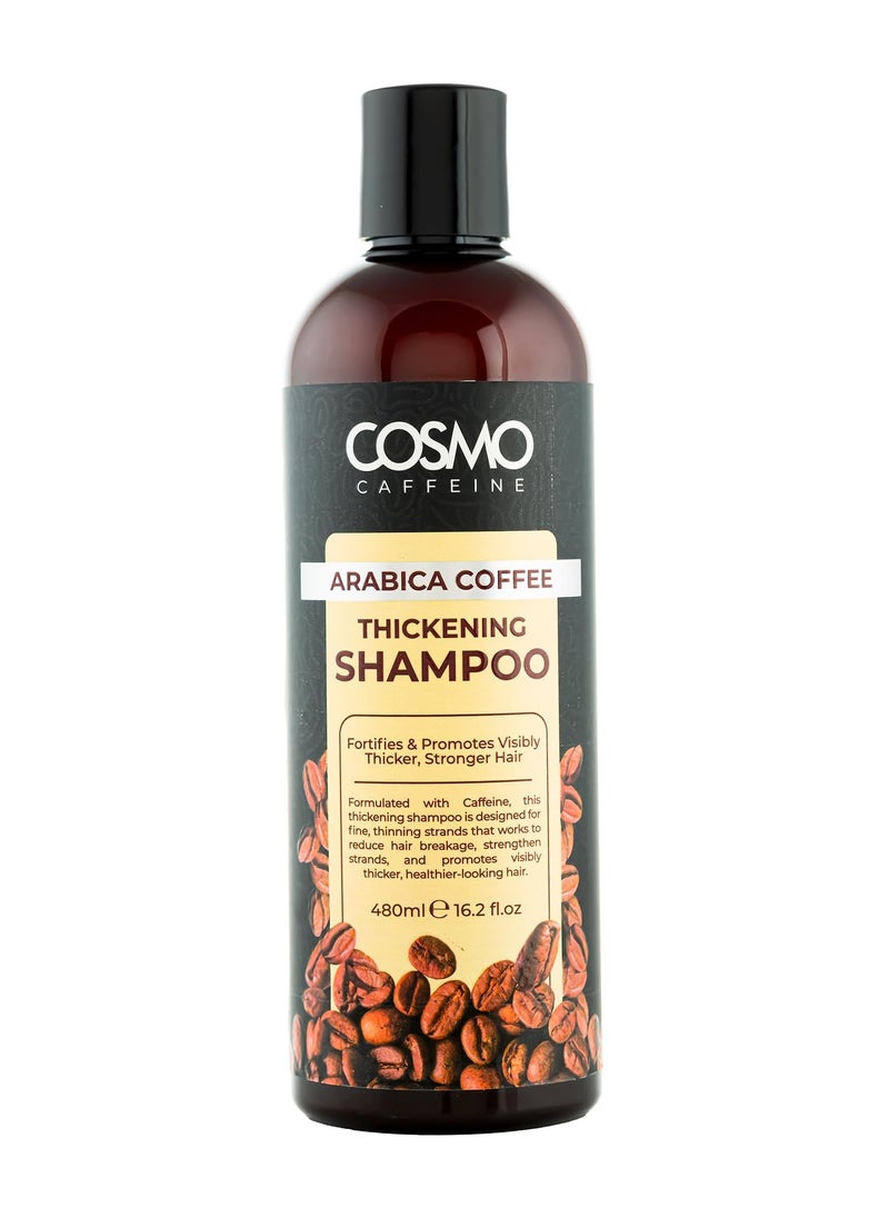 COSMO Cosmo Caffeine Arabica Coffee Thickening Shampoo 480ml for Men & Women, Shampoos, Paraben Free, Fortifies & Promotes Visibly Thicker, for Daily Use 