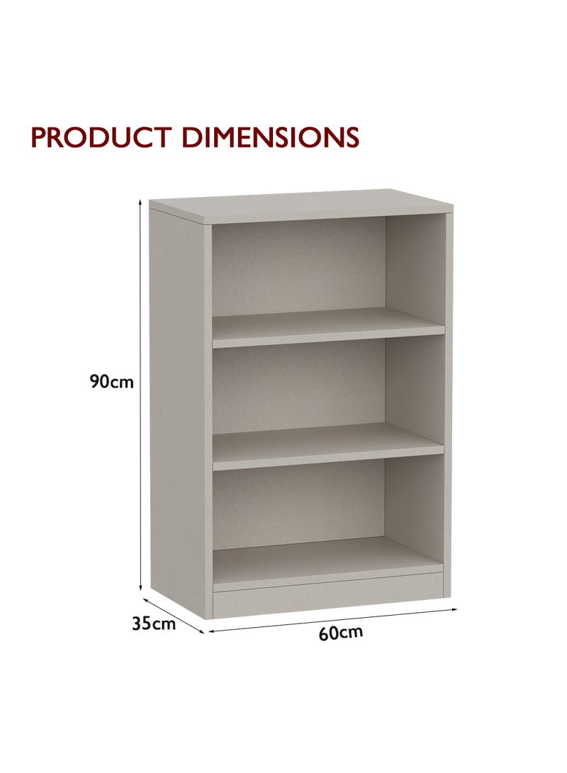 Mahmayi Mahmayi Wooden Storage Display Shelves 3-Tier Freestanding, Top Shelf for Decoration Ideal for Storing and Displaying your possessions - Light Grey - Image 2