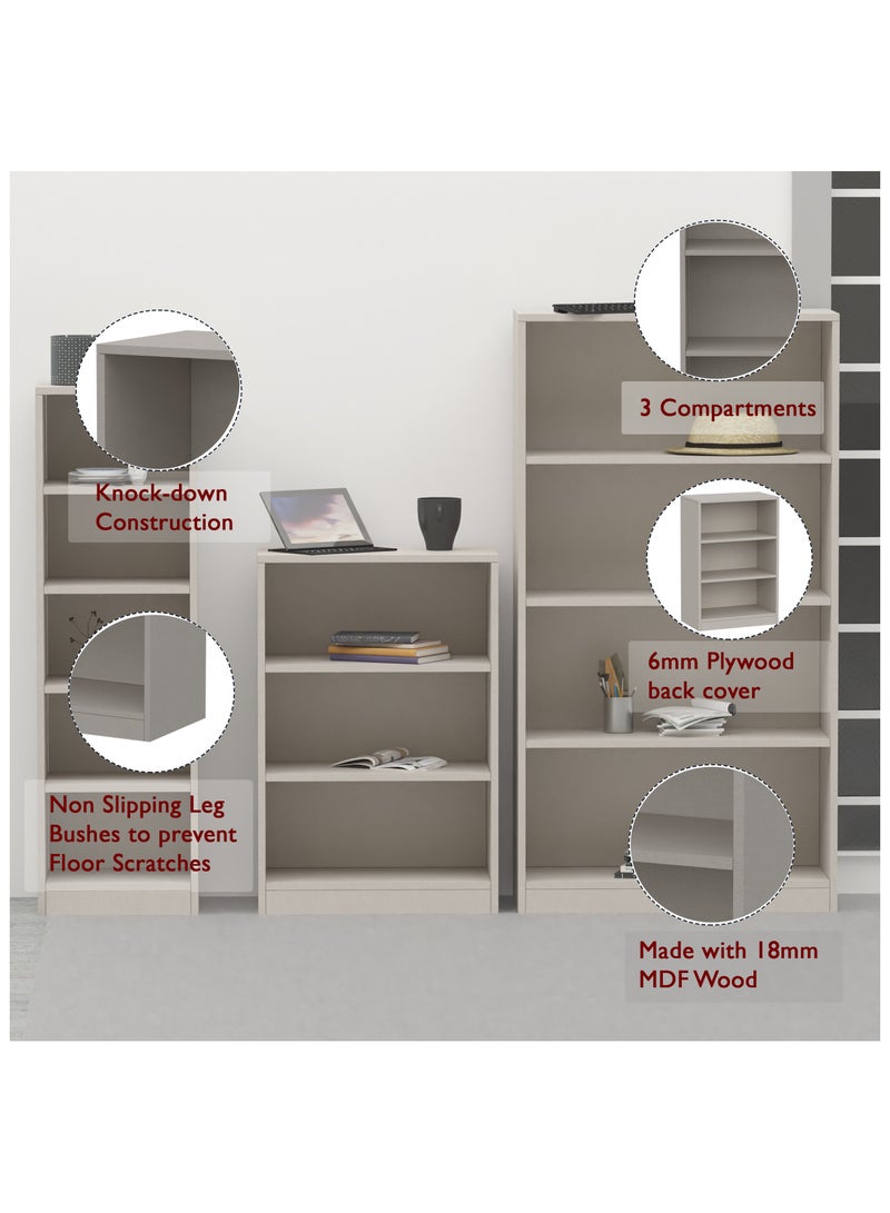Mahmayi Mahmayi Wooden Storage Display Shelves 3-Tier Freestanding, Top Shelf for Decoration Ideal for Storing and Displaying your possessions - Light Grey - Image 4