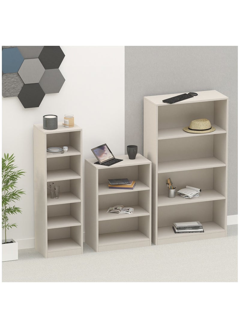 Mahmayi Mahmayi Wooden Storage Display Shelves 3-Tier Freestanding, Top Shelf for Decoration Ideal for Storing and Displaying your possessions - Light Grey - Image 5