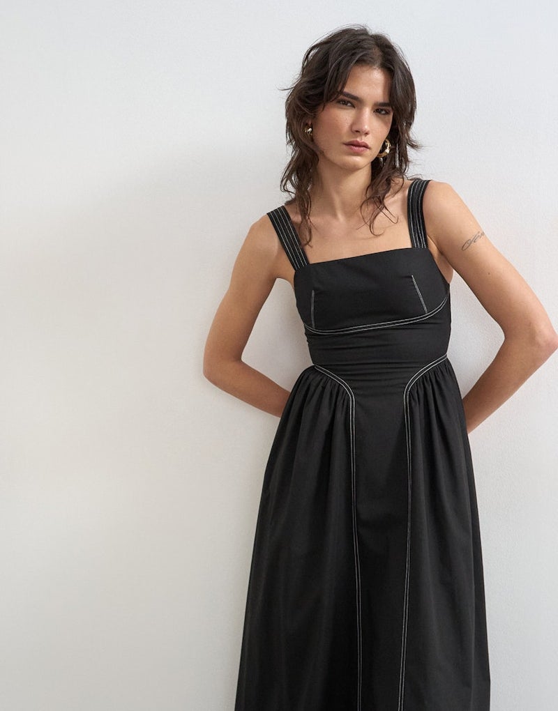 TOPSHOP Caros Poplin Ruched Maxi Dress - Image 4