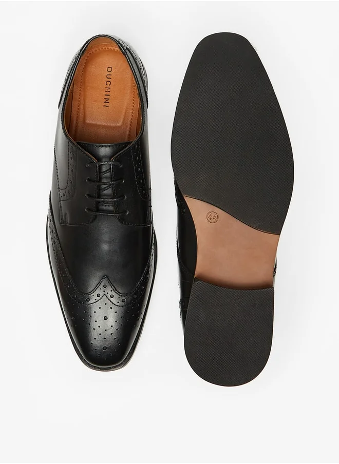 DUCHINI Men's Textured Lace-Up Derby Shoes