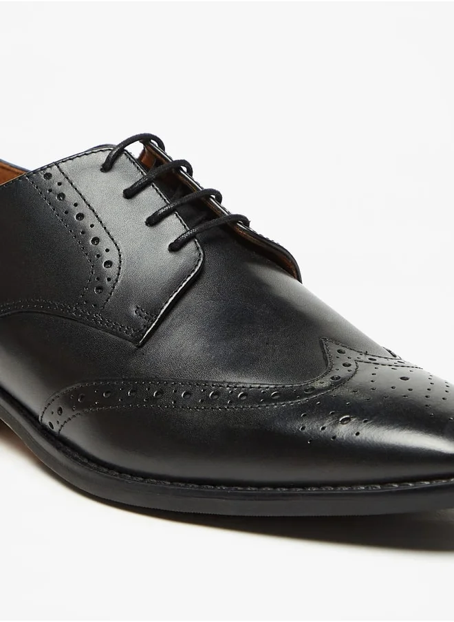 DUCHINI Men's Textured Lace-Up Derby Shoes