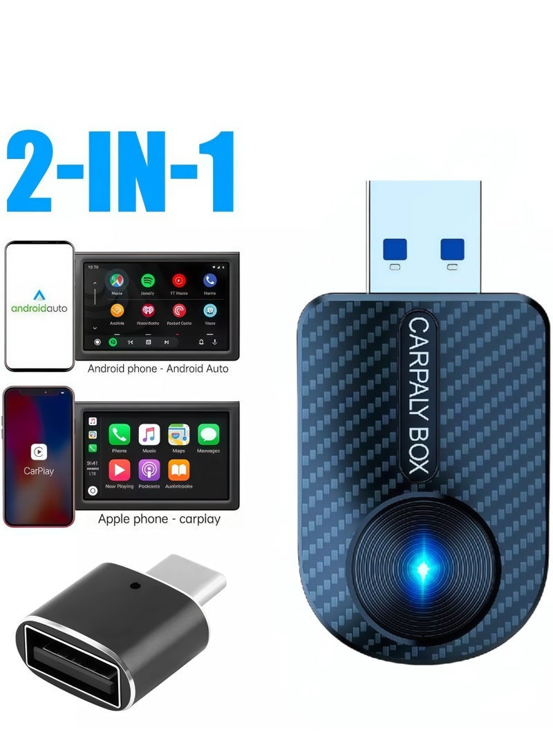 محول لاسلكي 2 في 1 لـ Apple CarPlay وAndroid Auto - دونجل صغير مُحسّن لعام 2025 مع USB-C، التوصيل والتشغيل يحول السلكي المصنعي إلى لاسلكي بسلاسة، اتصال تلقائي سريع بدون تأخير للسيارات 2016+ - Image 1