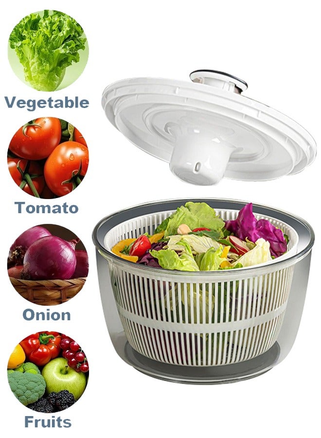 5L Portable Salad Spinner, Multi-Function Manual Vegetable Spinner, Lettuce Dryer, BPA Free, Easy To Drain, For Salad Greens, Lettuce, Fruits And Vegetables  - Image 1