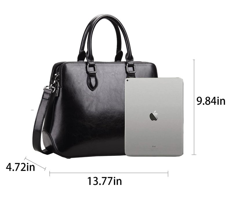 HESHE Womens Leather Tote Bags Handbags and Purses Shoulder Bags Top-handle Handbags Designer Handbags for Women Crossbody Bags (Black-Cowhide Leather) - Image 5
