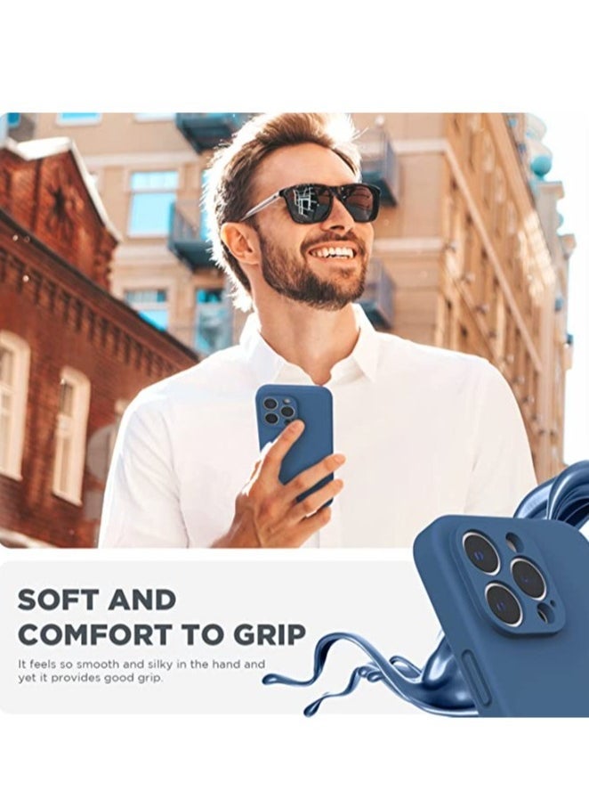 Raxoom iPhone 14 Pro Max Case with Screen Protector, (with Camera Protection + Soft Microfiber Lining) Liquid Silicone Phone Case, Blue Jay - Image 4