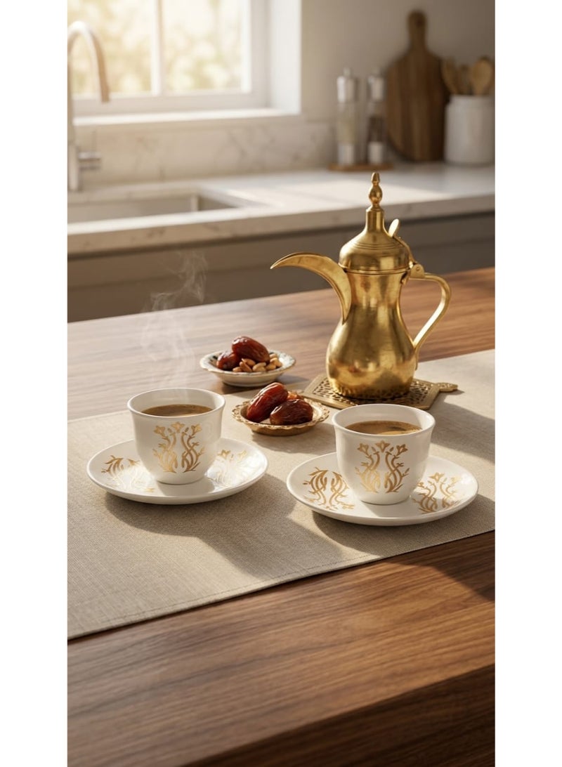 طقم ضيافة فاخر- فناجيل للقهوة وكاسات للشاي بنقوش أنيقة . - Image 4