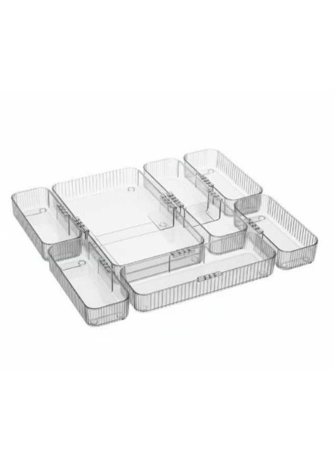 Adjustable Drawer Organizer (3 PCS Set) - Clear Extendable Cutlery Tray & Plastic Divider for Kitchen, Office & Desk Storage-large, medium, small - Image 3