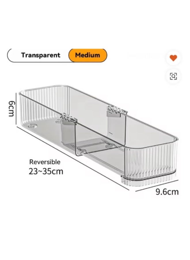 Adjustable Drawer Organizer (3 PCS Set) - Clear Extendable Cutlery Tray & Plastic Divider for Kitchen, Office & Desk Storage-large, medium, small - Image 5