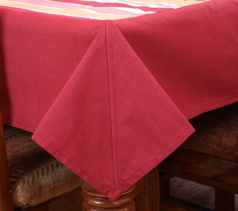Dekor World Stripe Printed Maroon Table Cover with Place Mat & Napkin (Pack of 19) - Image 3