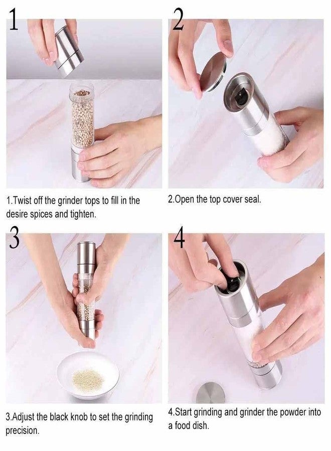 SKOFRI Pepper Mill, 2 in 1 Salt and Pepper Grinder, Stainless Steel Manual Two-Head Pepper Mill, Wooden Shakers Adjustable Coarse and Pepper Grinder, Refillable and Suitable for All Types of Spices - Image 2