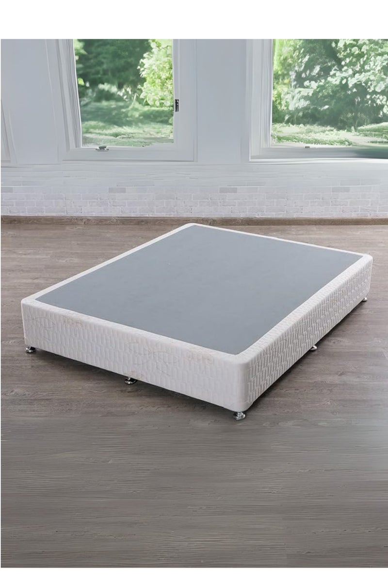 كرنك قاعدة سرير كارناك بريميوم ديفان بأرجل من الكروم - مقاس السرير 150 سم × 200 سم، قماش منسوج أبيض - منصة أساس حديثة وبسيطة للمرتبة - دعم متين وأنيق - Image 3