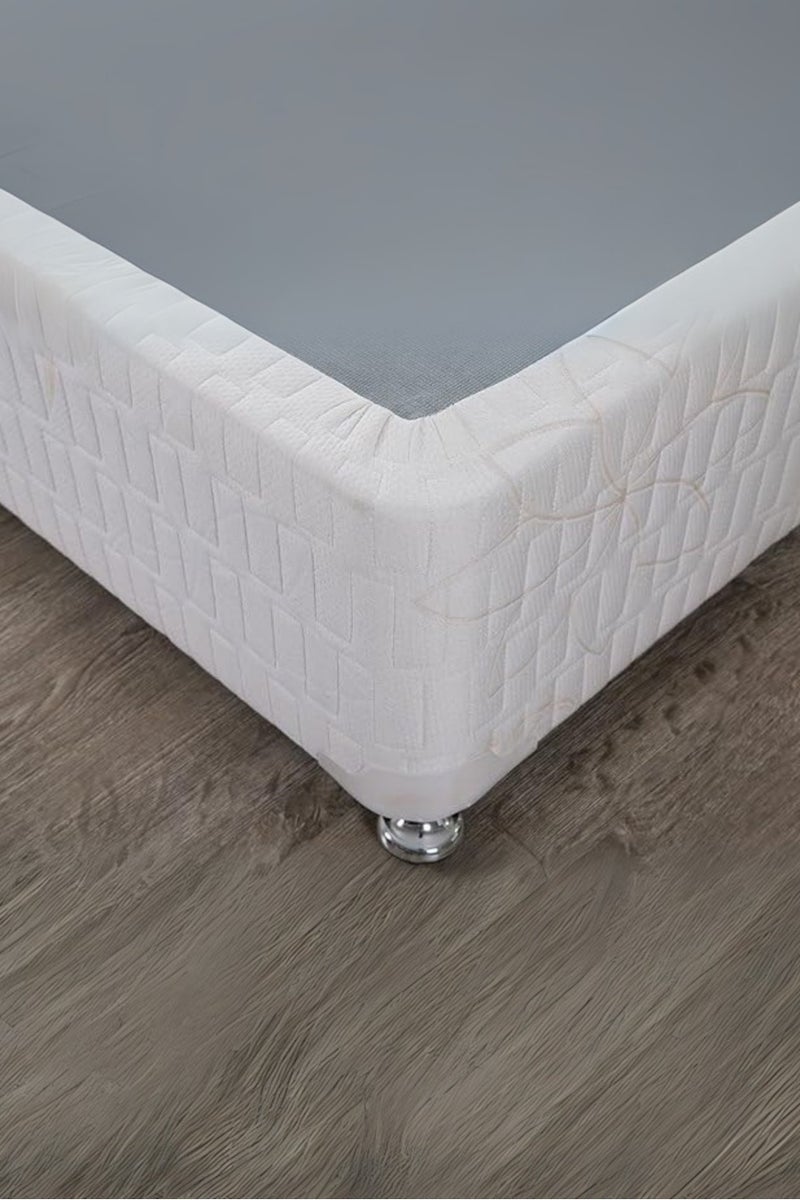 كرنك قاعدة سرير كارناك بريميوم ديفان بأرجل من الكروم - مقاس السرير 150 سم × 200 سم، قماش منسوج أبيض - منصة أساس حديثة وبسيطة للمرتبة - دعم متين وأنيق - Image 4