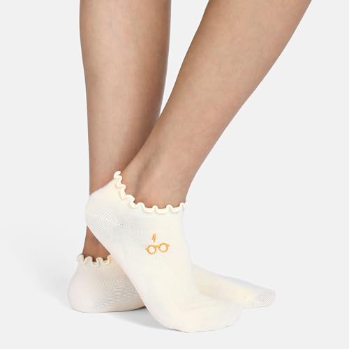BALENZIA Socksxpress Harry Potter Women’s Frilled Ankle Socks | Maroon, Cream, Black | Combed Cotton with Elastic Arch & Cute Frilly Cuffs Stylish | Secure & Comfortable Wear | Pack of 3 - Image 3
