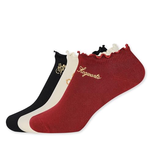 BALENZIA Socksxpress Harry Potter Women’s Frilled Ankle Socks | Maroon, Cream, Black | Combed Cotton with Elastic Arch & Cute Frilly Cuffs Stylish | Secure & Comfortable Wear | Pack of 3 - Image 2