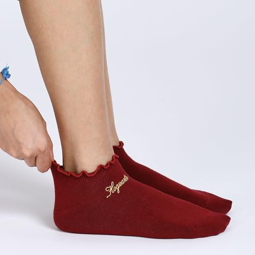 BALENZIA Socksxpress Harry Potter Women’s Frilled Ankle Socks | Maroon, Cream, Black | Combed Cotton with Elastic Arch & Cute Frilly Cuffs Stylish | Secure & Comfortable Wear | Pack of 3 - Image 4