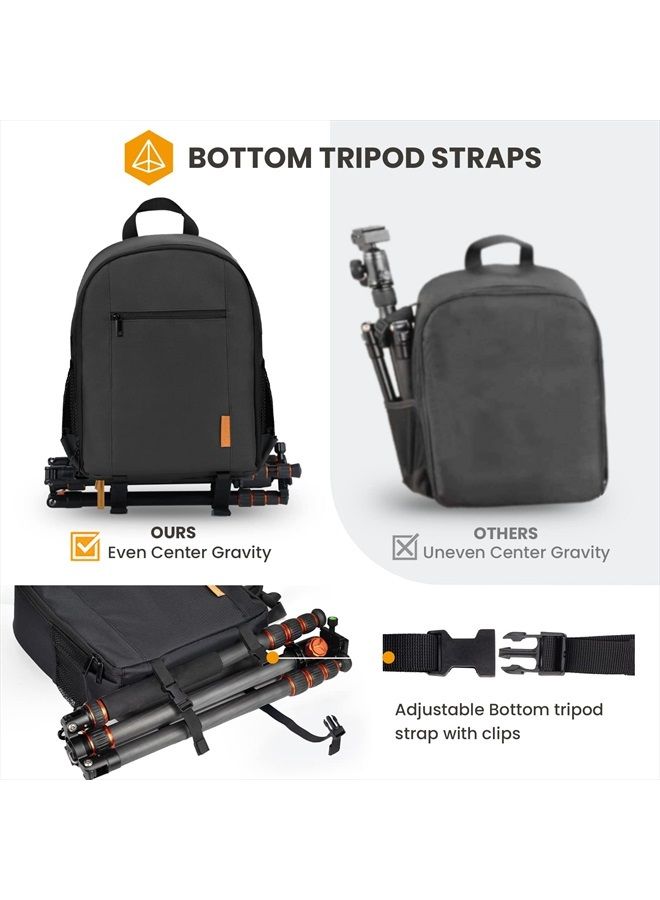 TARION Camera Bag Professional Camera Backpack Case with Laptop Compartment Waterproof Rain Cover for DSLR SLR Mirrorless Camera Lens Tripod Photography Backpack for Women Men Photographer Black TB-S(  - Image 3