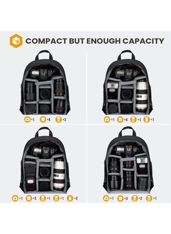 TARION Camera Bag Professional Camera Backpack Case with Laptop Compartment Waterproof Rain Cover for DSLR SLR Mirrorless Camera Lens Tripod Photography Backpack for Women Men Photographer Black TB-S(  - Image 2