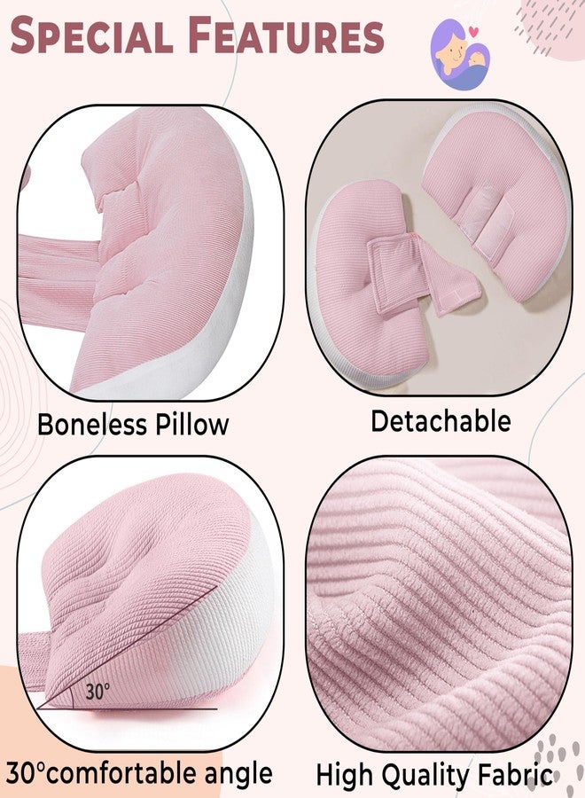 Bembika Pregnancy Pillow - Adjustable U Shaped Pregnancy Pillow for Belly and Back Support, Maternity Body Pillow for Side Sleeping, Compact Pregnancy Support Pillow for Comfort-(Pink) - Image 5