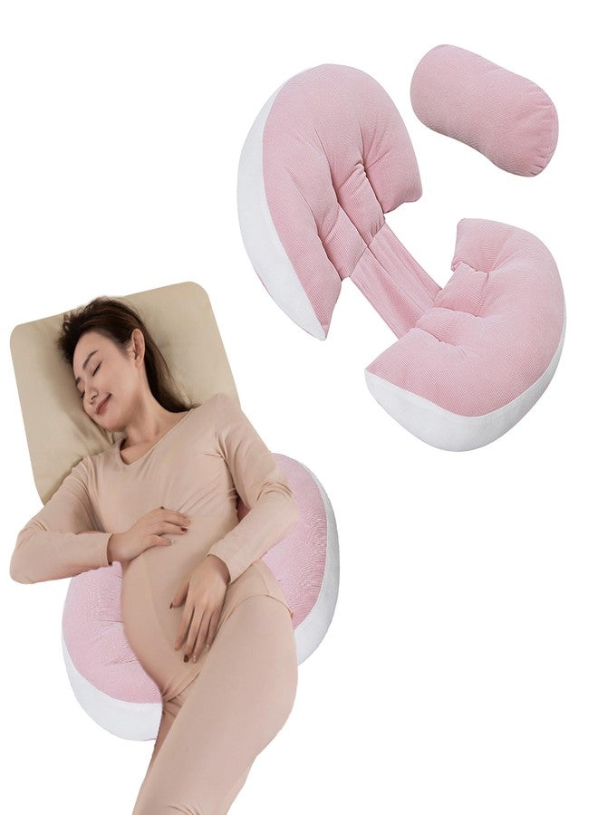 Bembika Pregnancy Pillow - Adjustable U Shaped Pregnancy Pillow for Belly and Back Support, Maternity Body Pillow for Side Sleeping, Compact Pregnancy Support Pillow for Comfort-(Pink) - Image 1