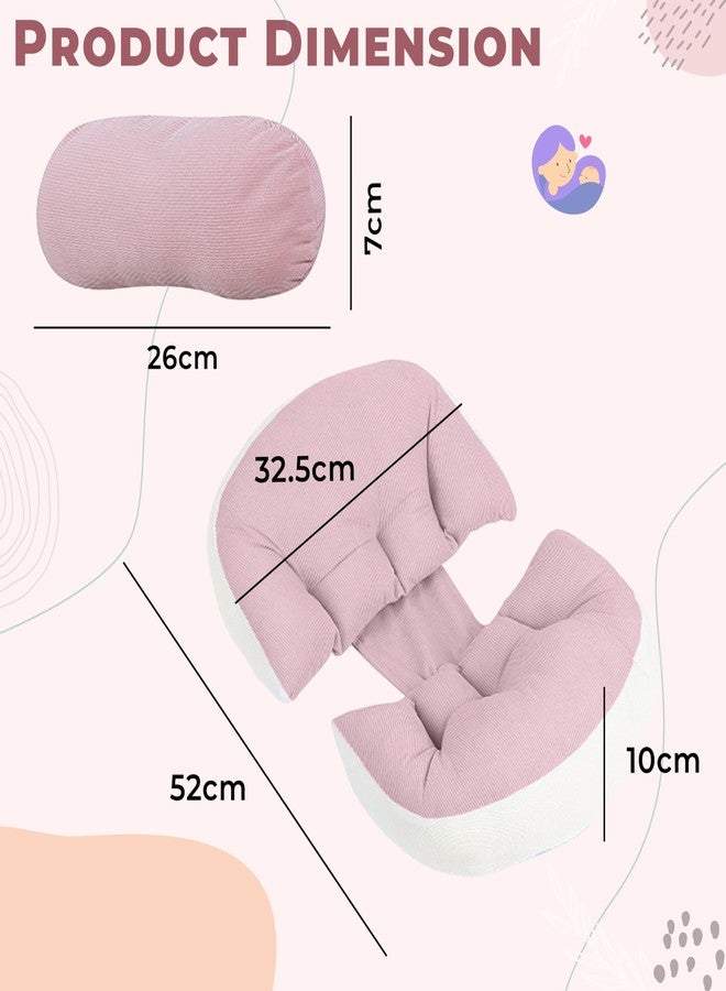 Bembika Pregnancy Pillow - Adjustable U Shaped Pregnancy Pillow for Belly and Back Support, Maternity Body Pillow for Side Sleeping, Compact Pregnancy Support Pillow for Comfort-(Pink) - Image 3