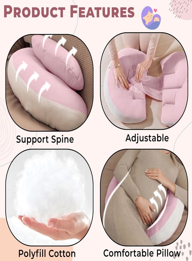 Bembika Pregnancy Pillow - Adjustable U Shaped Pregnancy Pillow for Belly and Back Support, Maternity Body Pillow for Side Sleeping, Compact Pregnancy Support Pillow for Comfort-(Pink) - Image 4
