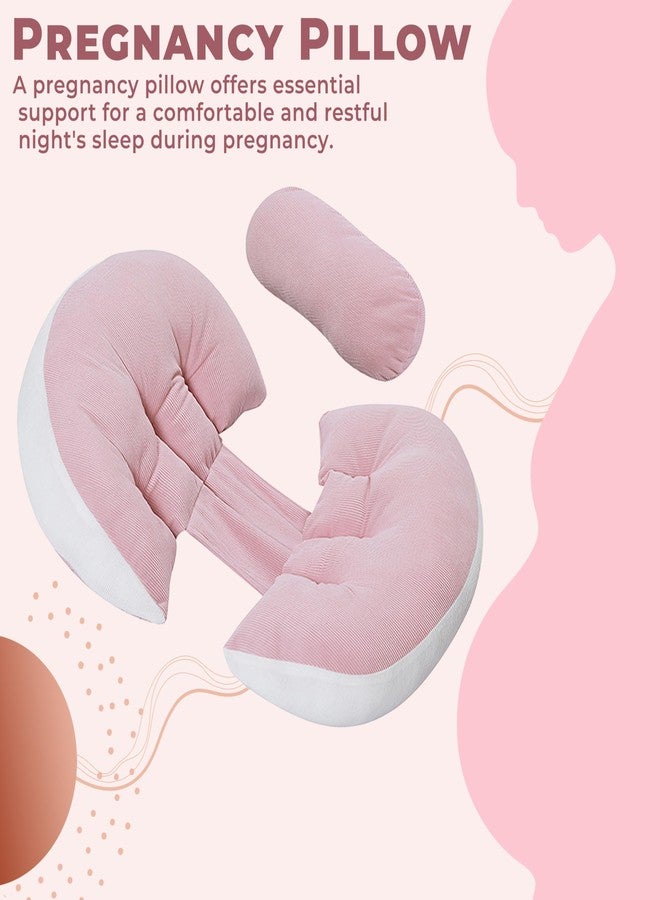 Bembika Pregnancy Pillow - Adjustable U Shaped Pregnancy Pillow for Belly and Back Support, Maternity Body Pillow for Side Sleeping, Compact Pregnancy Support Pillow for Comfort-(Pink) - Image 2