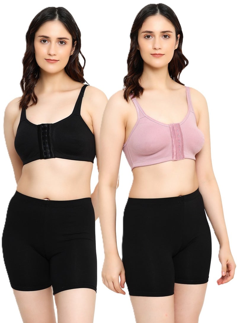 RAJNI Women's Bra D Cup Front Opening Soft PolyCotton Seamless Light Padded Full Coverage Natural Lift Wire-free Plus Size Pack of 2 - Image 1