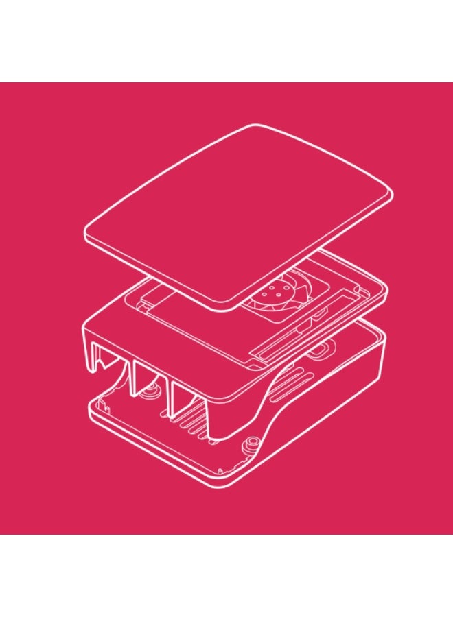 رازبيري باي العلبة الرسمية لـ Raspberry Pi 5 باللونين الأحمر والأبيض – غلاف حماية متميز مع مروحة تبريد ومشتت حراري مدمجين - Image 4