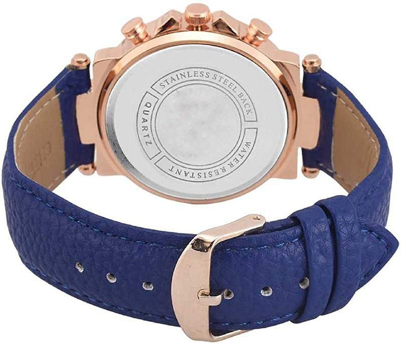 CLOUDWOOD Analogue Blue Dial Leather Strap Watch for Womens & Girls -WCL112 (Blue) - Image 2