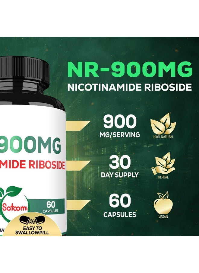 Satoomi - Satoomi 900mg NAD+ Supplement with Liposomal Nicotinamide Riboside - Cellular Energy & Repair, Vitality, Healthy Aging - 60 Capsules for 30 Days - Image 1