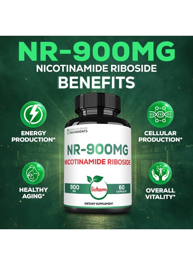 Satoomi - Satoomi 900mg NAD+ Supplement with Liposomal Nicotinamide Riboside - Cellular Energy & Repair, Vitality, Healthy Aging - 60 Capsules for 30 Days - Image 1