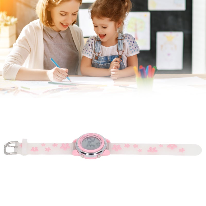 Girls Digital Sport Watches Clear Scale 3D Cartoon Waterproof Watch with LED Backlight Alarm Clock for 3 to 10 Years Old White - Image 5