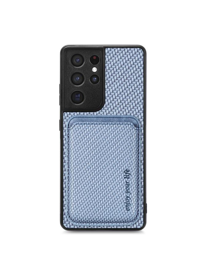 S-TOP Case For Samsung Galaxy S21 Ultra 5G Carbon Fiber Leather Card Magsafe Magnetic Phone Case - Image 1