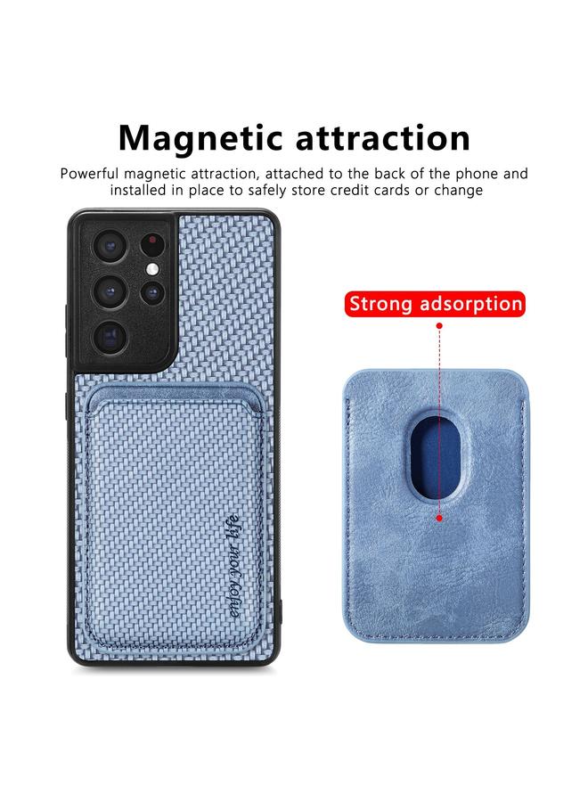 S-TOP Case For Samsung Galaxy S21 Ultra 5G Carbon Fiber Leather Card Magsafe Magnetic Phone Case - Image 4