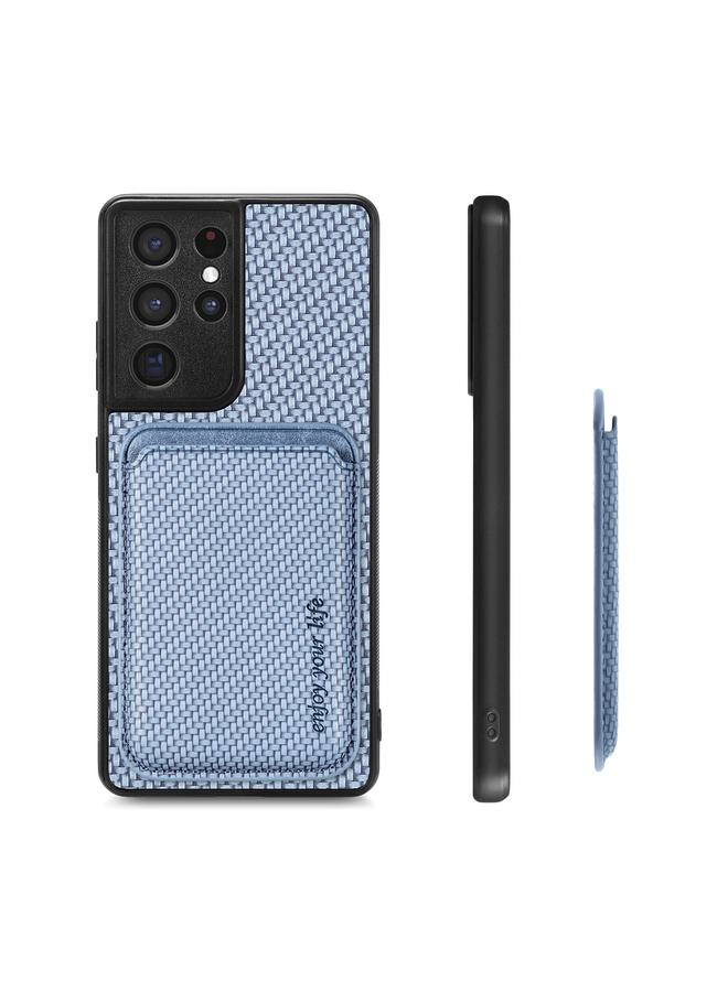 S-TOP Case For Samsung Galaxy S21 Ultra 5G Carbon Fiber Leather Card Magsafe Magnetic Phone Case - Image 2