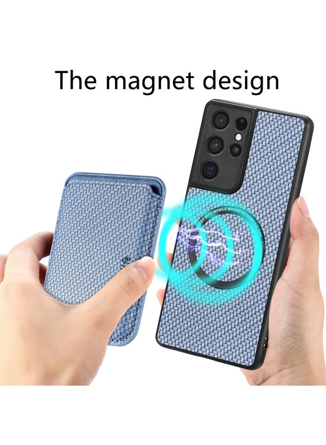 S-TOP Case For Samsung Galaxy S21 Ultra 5G Carbon Fiber Leather Card Magsafe Magnetic Phone Case - Image 5