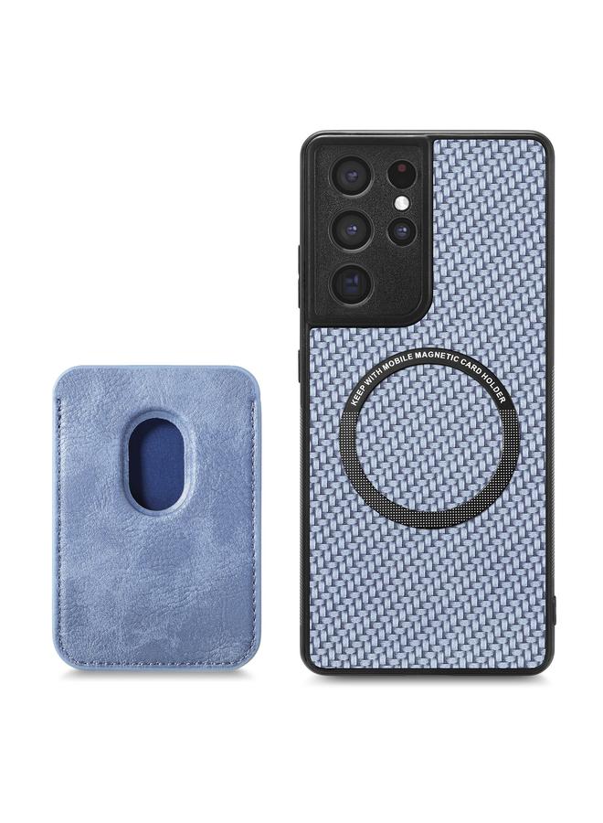 S-TOP Case For Samsung Galaxy S21 Ultra 5G Carbon Fiber Leather Card Magsafe Magnetic Phone Case - Image 3