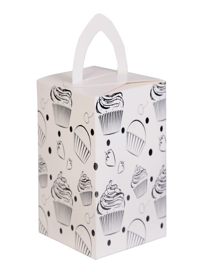 mudrit Paper White Cupcake Boxes (Pack of 50), Single Cupcake Carrier With Window, Insert And Handle For Pastry, Muffins, Cookies, Macaroons | Party Favor Packing - Image 3