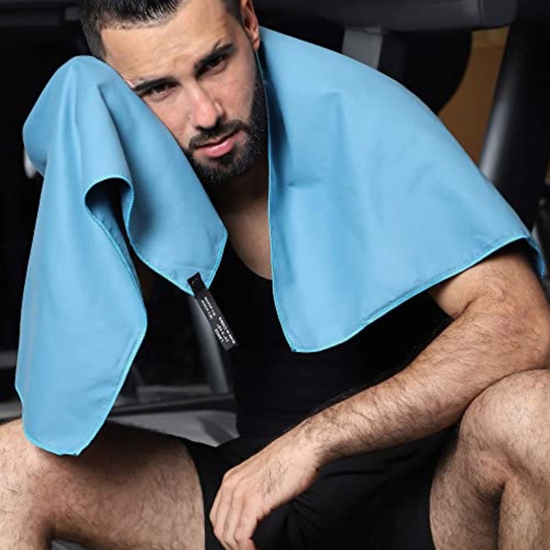 Quick Dry Microfiber Towel-Perfect Travel and Gym and Camping Towel. Quick Dry Super Absorbent Ultra Compact - Lightweight Suitable for Trip, Beach, Shower, Backpacking, Pool sky blue/76 x 152CM - Image 2