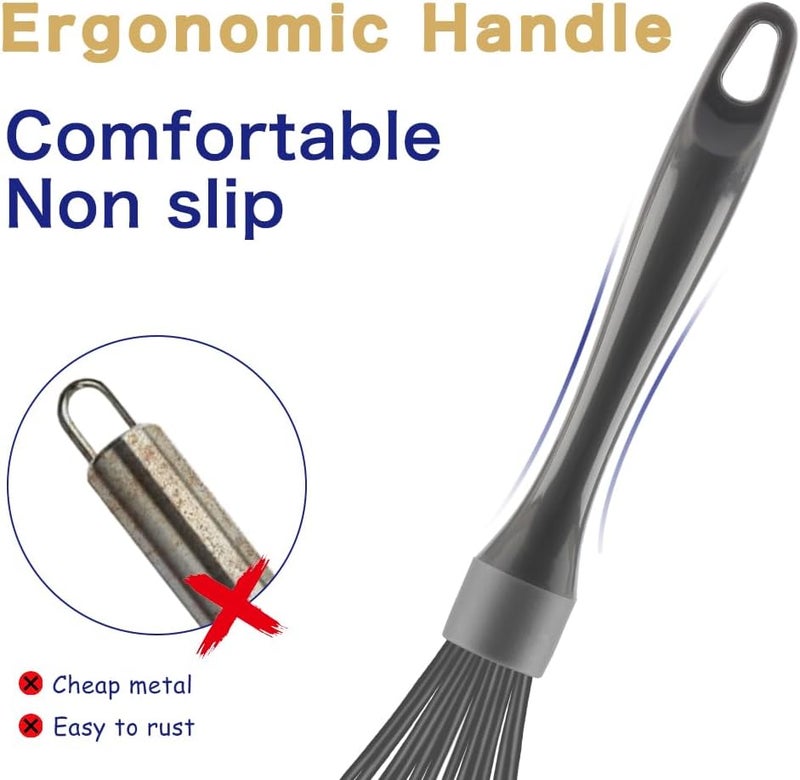 OYV Dishwasher Safe Whisk, Professional Whisks for Cooking Non-Scratch, Stainless Steel & Silicone Wisk, Plastic Rubber Whisk Tool for Nonstick Cookware Pans, Heat Resistant,12-Inch, Grey - Image 5