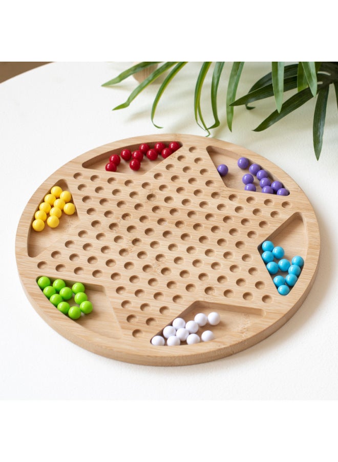 Nanzhu Checkers Children's Educational Toys Game Glass Beads Ball Hexagonal Jumping Chessboard Adult Marbles Toys Wholesale-Color:29*1.5cm Large Bamboo Checkers (with Knitted Bag) - Image 3