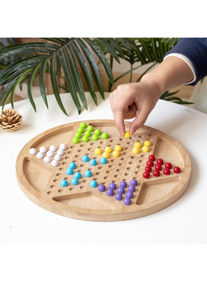 Nanzhu Checkers Children's Educational Toys Game Glass Beads Ball Hexagonal Jumping Chessboard Adult Marbles Toys Wholesale-Color:29*1.5cm Large Bamboo Checkers (with Knitted Bag) - Image 4