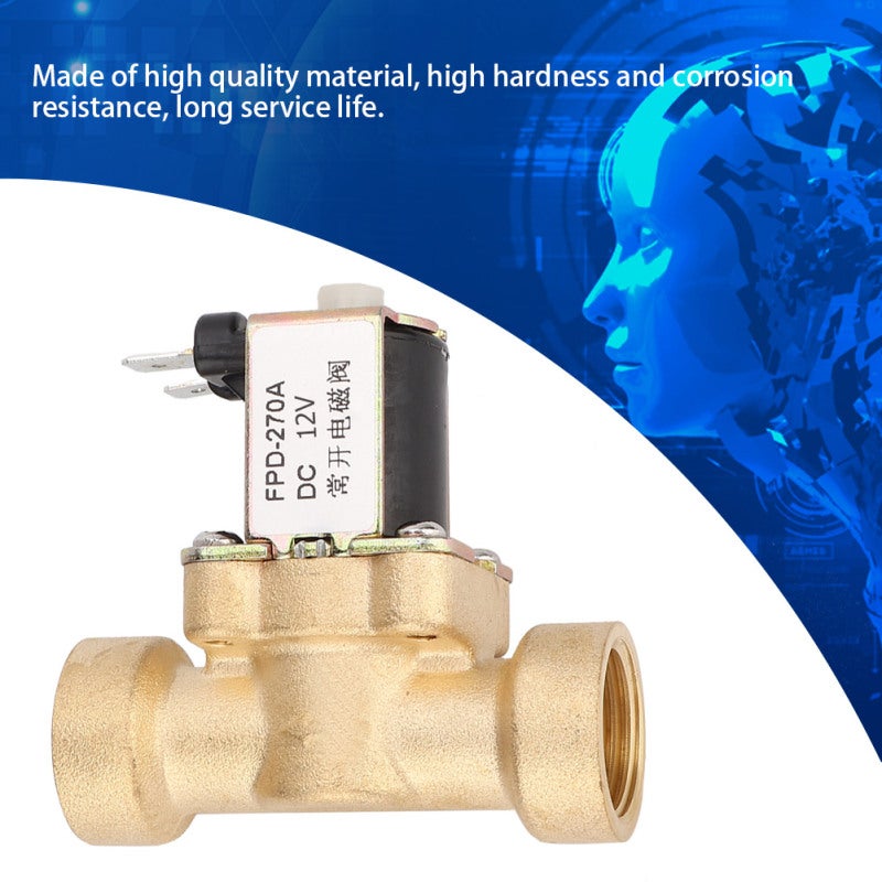 Brass Solenoid Valve DC12V G1/2 Female Thread - Corrosion Resistance Normally Open Electromagnetic Valve for Water Medium Applications - Image 2