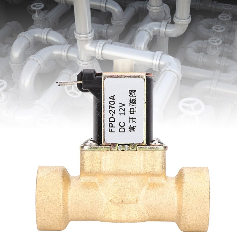 Brass Solenoid Valve DC12V G1/2 Female Thread - Corrosion Resistance Normally Open Electromagnetic Valve for Water Medium Applications - Image 3