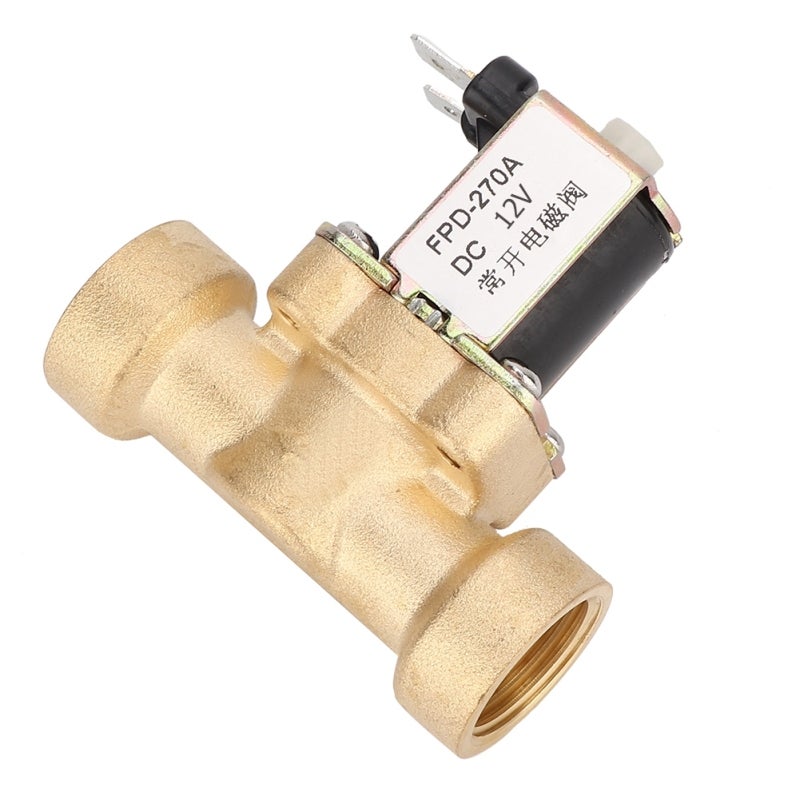 Brass Solenoid Valve DC12V G1/2 Female Thread - Corrosion Resistance Normally Open Electromagnetic Valve for Water Medium Applications - Image 1