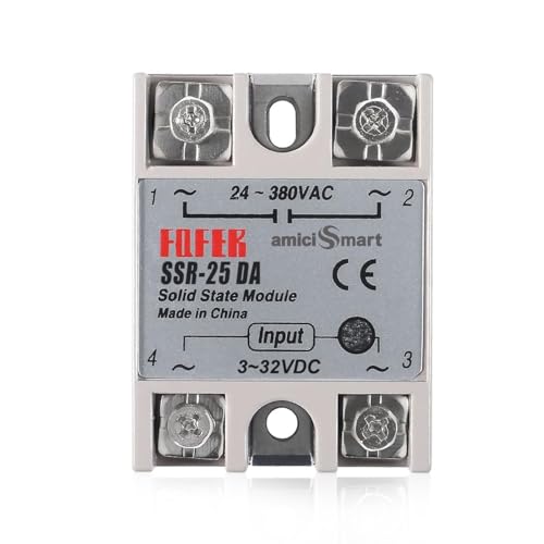 amiciSmart 25A Solid State Relay (SSR) – 3-32V DC Input to Control 24-380V AC Devices - Image 1