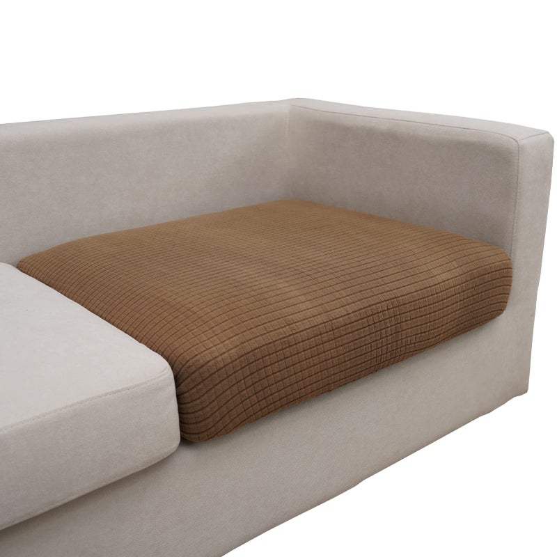 Eismodra Couch Cushion Covers Magic Stretch Sofa Slipcover for 3 Cushion Couch Dogs Pet L Shape 2 Seat Replacement Furniture ProtectorLight Brown Length 2537 inchesOnly 1 Piece