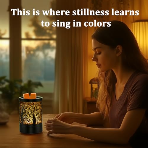 Enaroma Fragrance Wax Melts Warmer with 7 Colors LED Changing Light Classic Black Forest Design Scent Oil Candle Warmer - Image 4